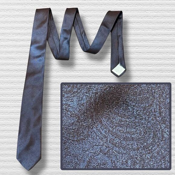 Vintage 1960s Grahams de Ville All Silk Necktie Brown Blue Paisley Made in USA - Picture 1 of 4